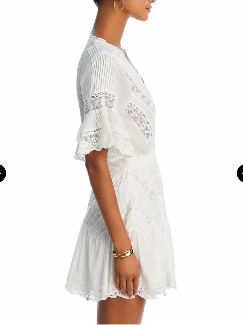 LOVESHACKFANCY Calamina Lace Trim Pintuck Dress - Bright White - Picture 4 of 8